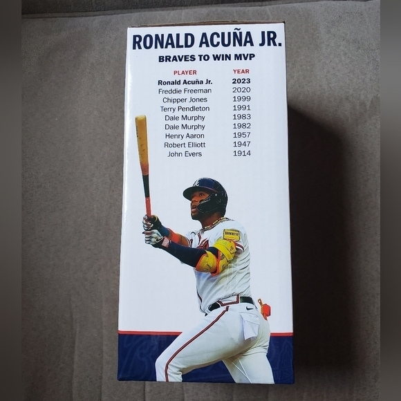 NIB Ronald Acuna Jr. MVP Bobblehead Atlanta Braves SGA 5/28/24 - Picture 2 of 4